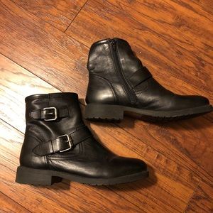 Black moto boots / booties w/buckles